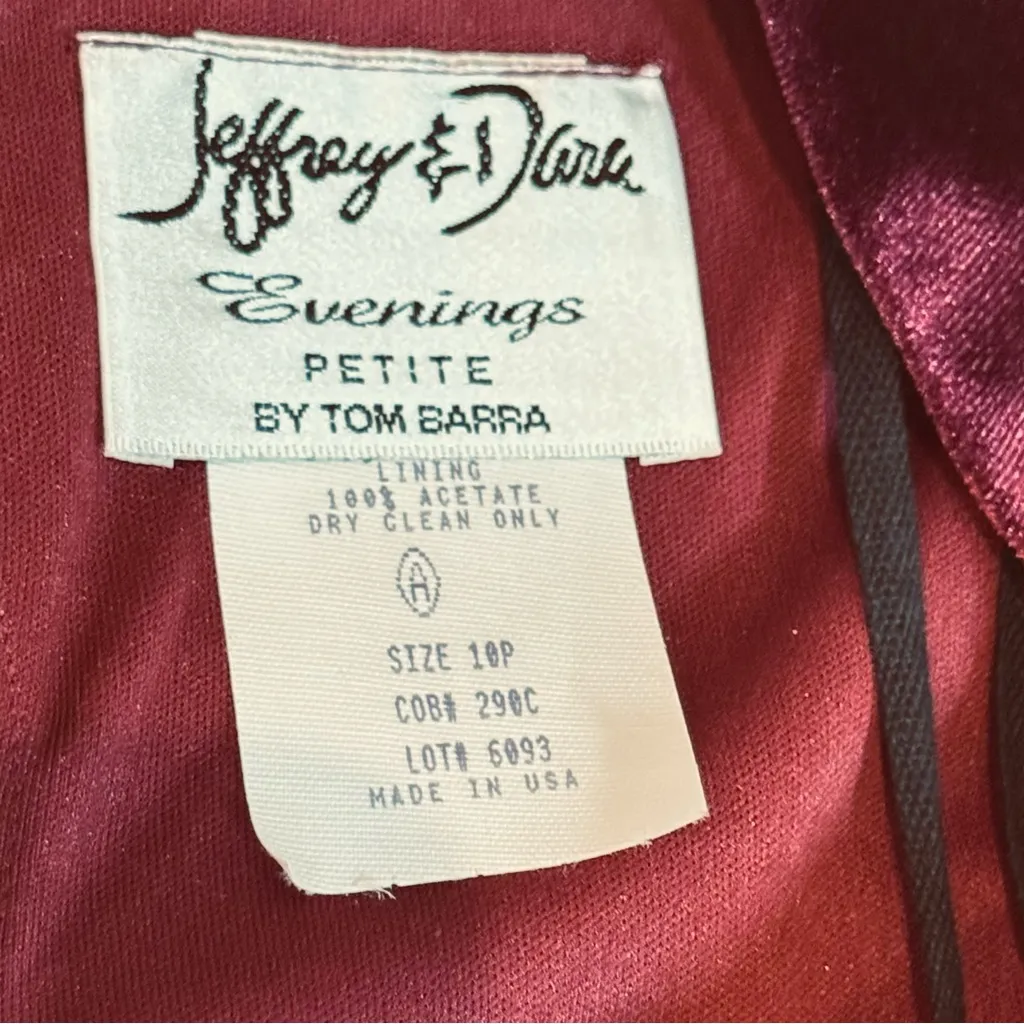 Jeffrey & Dara Vintage Burgundy Velvet Maxi Gown 10P Bow Back Holiday Formal Red - Image 8