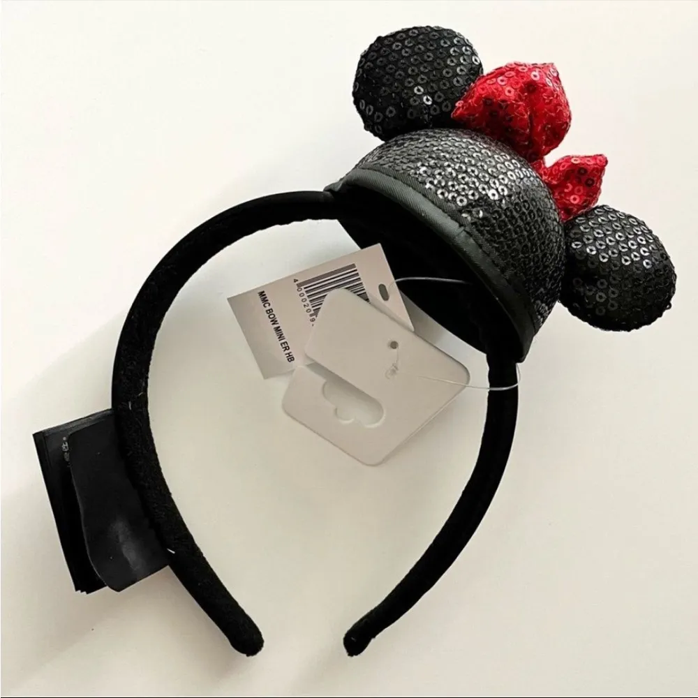 NWT Disney Parks Mickey Mouse Club Mouseketeer Minnie Black Bow Sequin Headband - Image 3