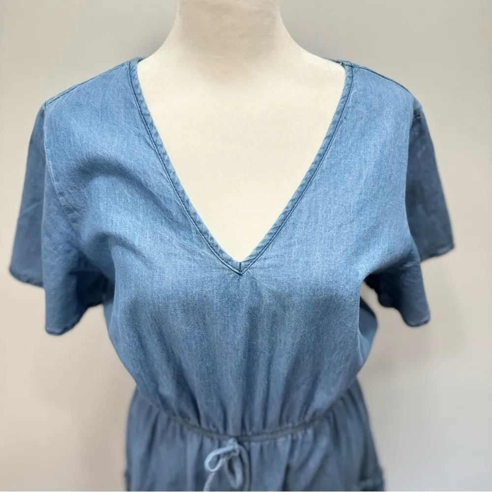 MPH Collection Blue Denim Tiered Ruffle Western Coastal Cowgirl Dress Medium - Image 4