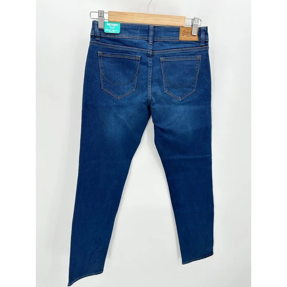 Superdry Jeans Women 28x30 NWT Blue Imogen Slim Dark Wash Denim Cotton Blend - Image 2