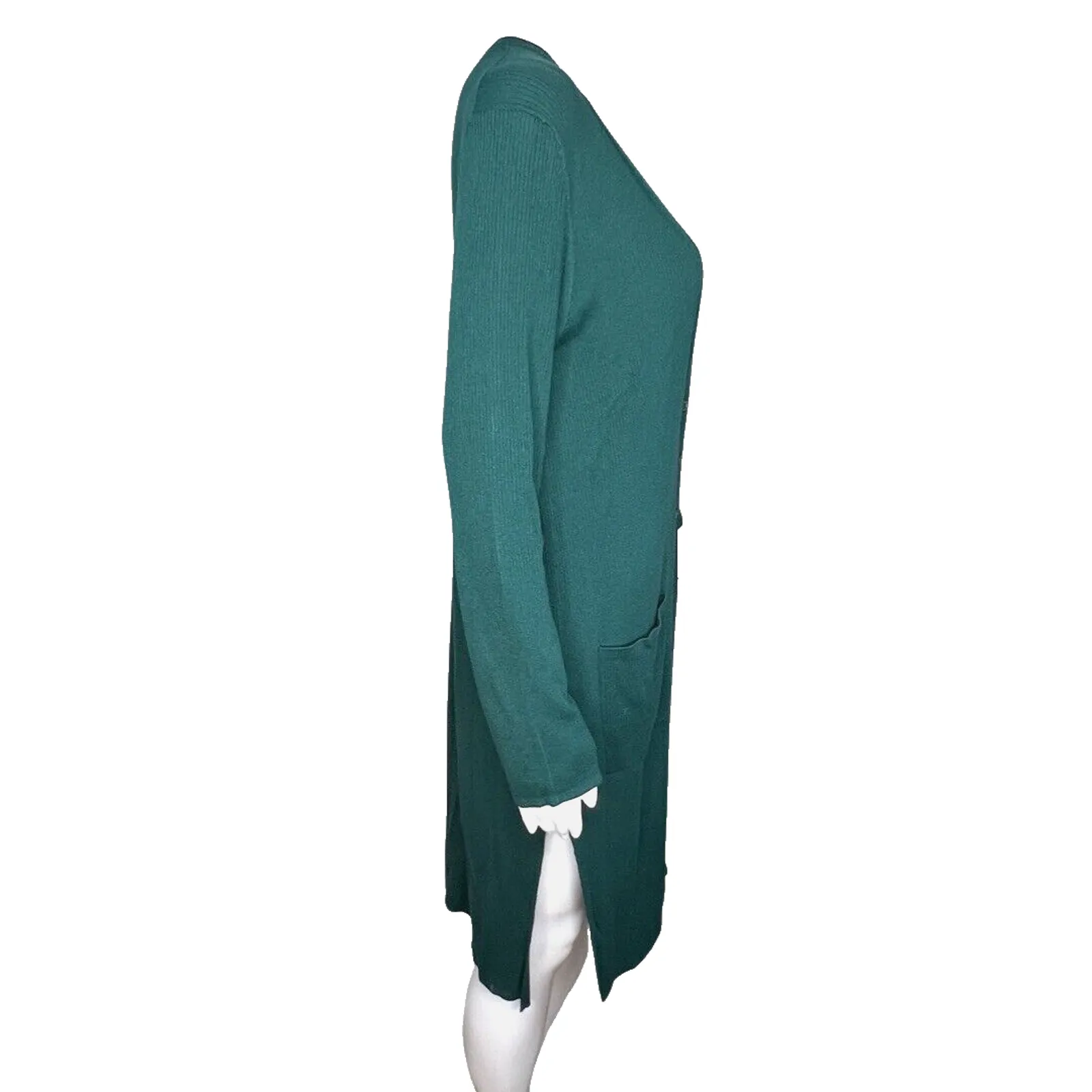 J Jill Sweater Womens Small Green Longline Cardigan Duster Midi Career Casual - Image 2