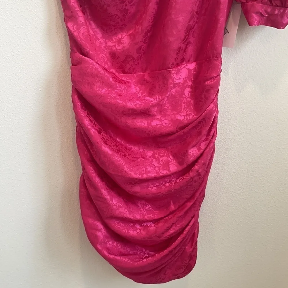 Ronny Kobo pink Nadia Ruched Jacquard floral one shoulder dress M NWT Size M - Image 8