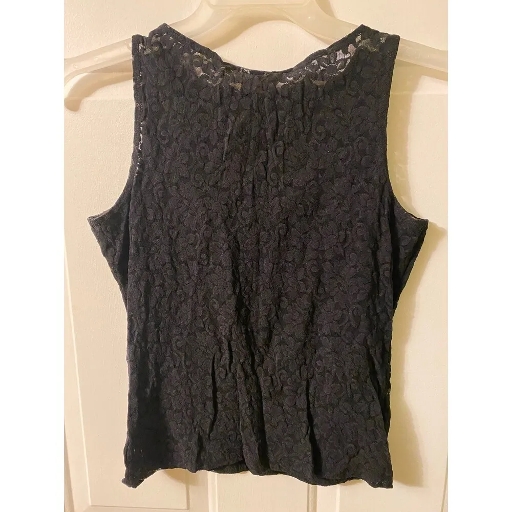 Black Lace tank top sleeveless top LA Express size Large Y2k - Image 3