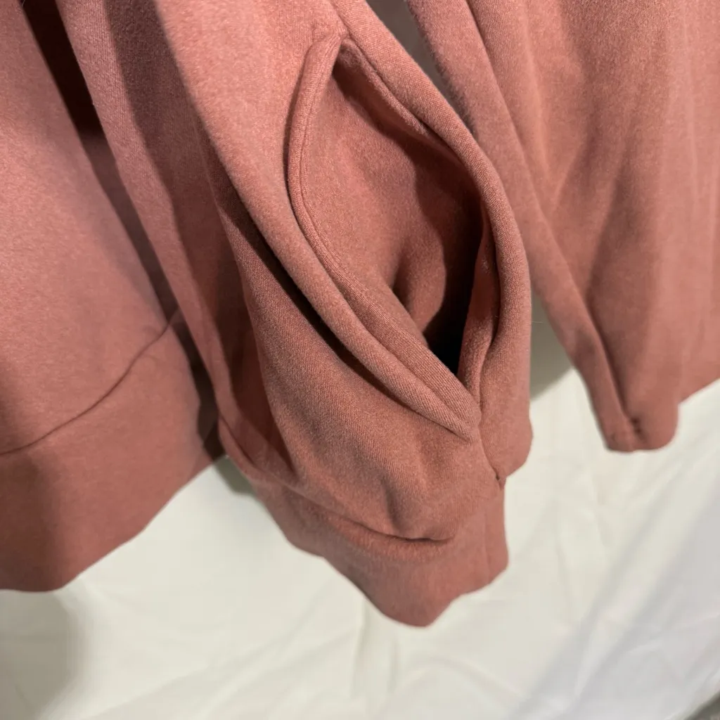 Doublju Dusty Rose Pullover, Gray & White Striped Hood & Sleeves Pockets Sz XL Pink - Image 6