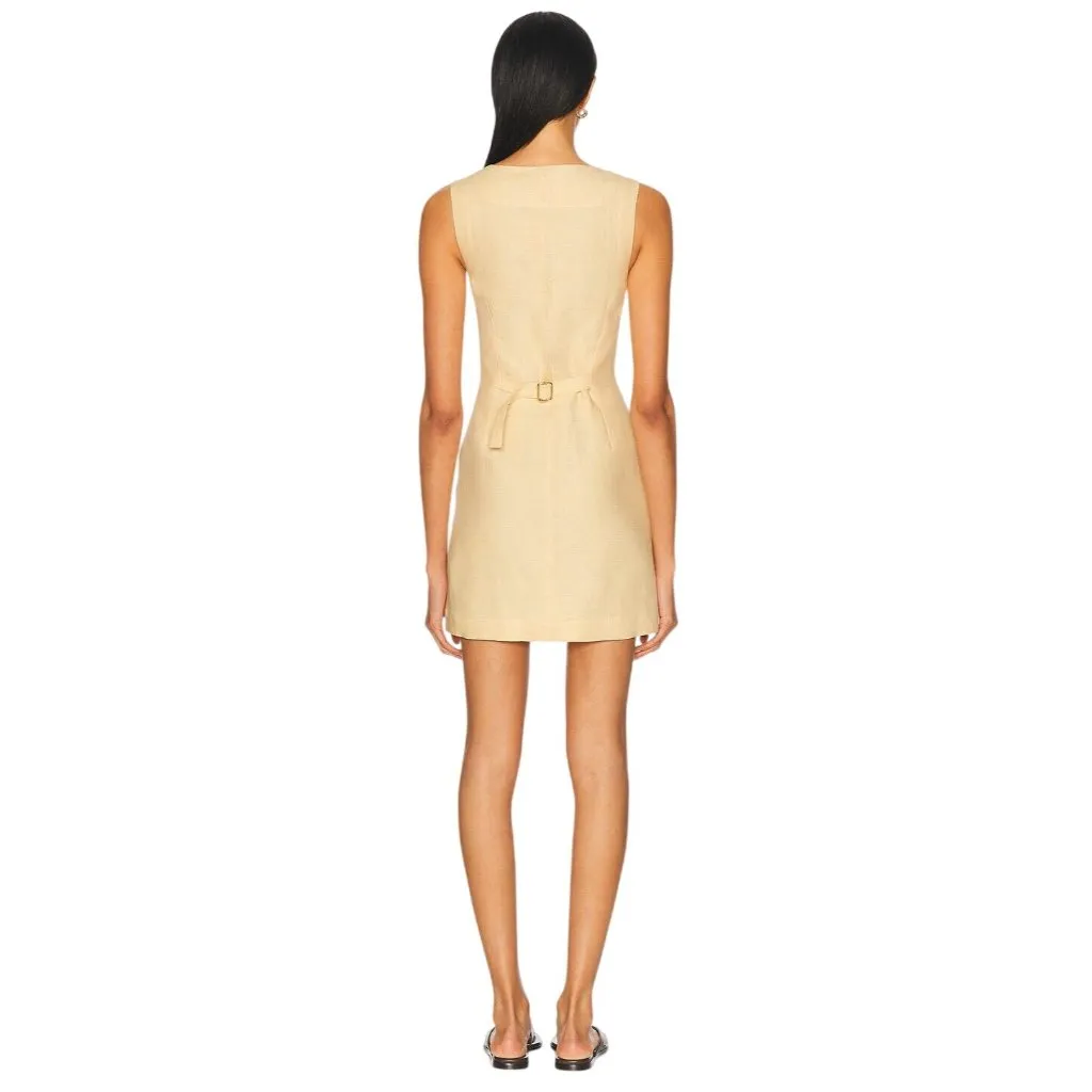 Posse Emma Button Down Mini Dress in Dusty Citron Small New Womens Linen Yellow - Image 2