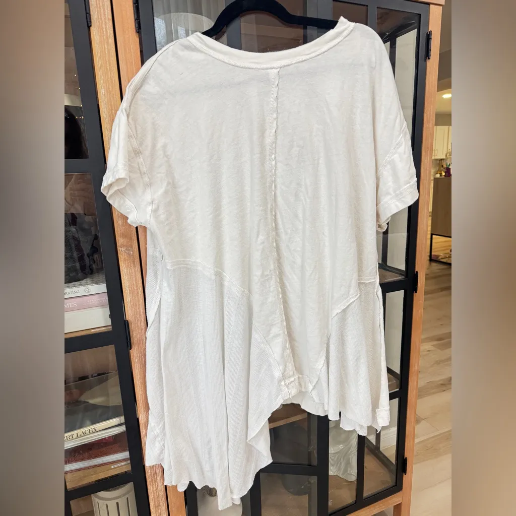 Free People my side tee tunic long line ribbed slouchy crewneck asymmetrical - Image 2