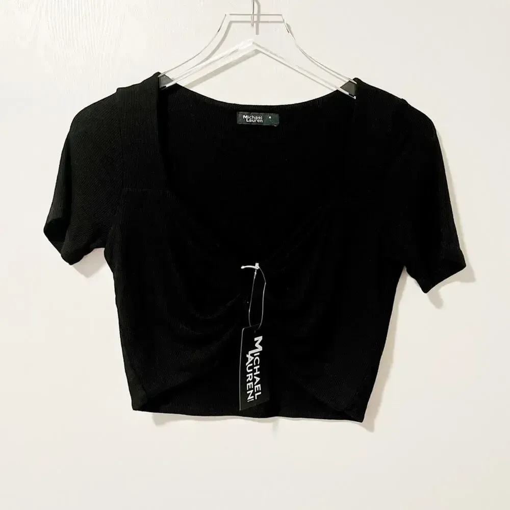 MICHAEL LAUREN Tyrone Crop‎ Top in Black size Medium - Image 2