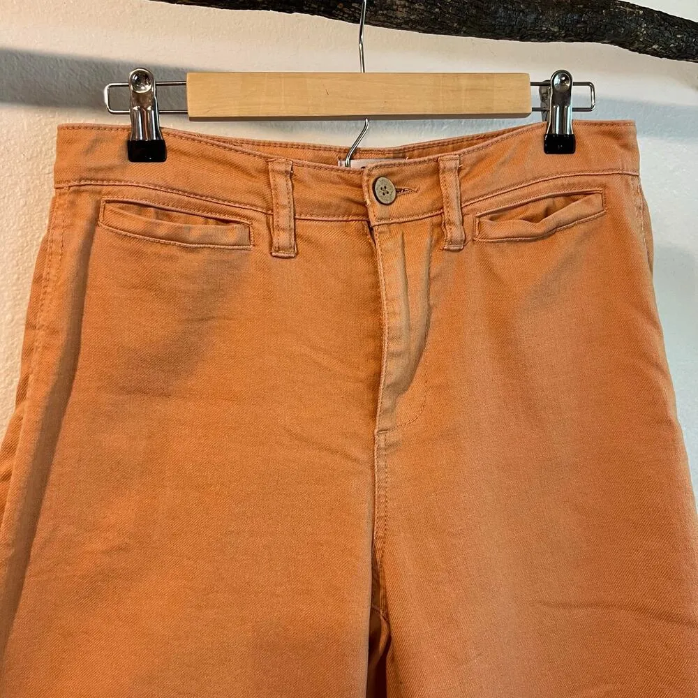 OAT Orange High Rise Wide Leg Cropped Denim Jeans Size 28 - Image 8