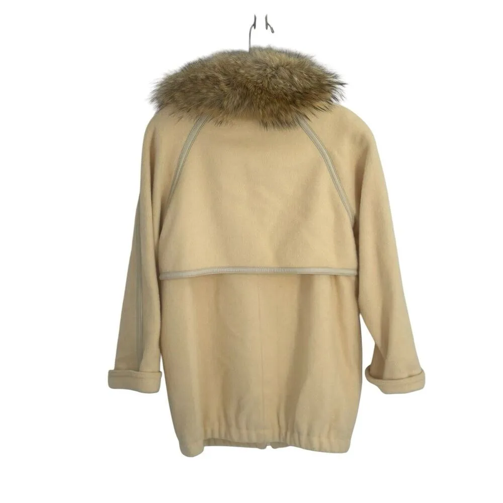 Vintage J. Percy Marvin Richards Fur Collar Toggle Button Leather Trim Size 8 - Image 5