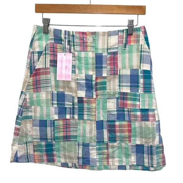 Cape Madras Cotton Plaid Patchwork Skort Preppy Golf NWT‎ Size 2 Blue - Image 2