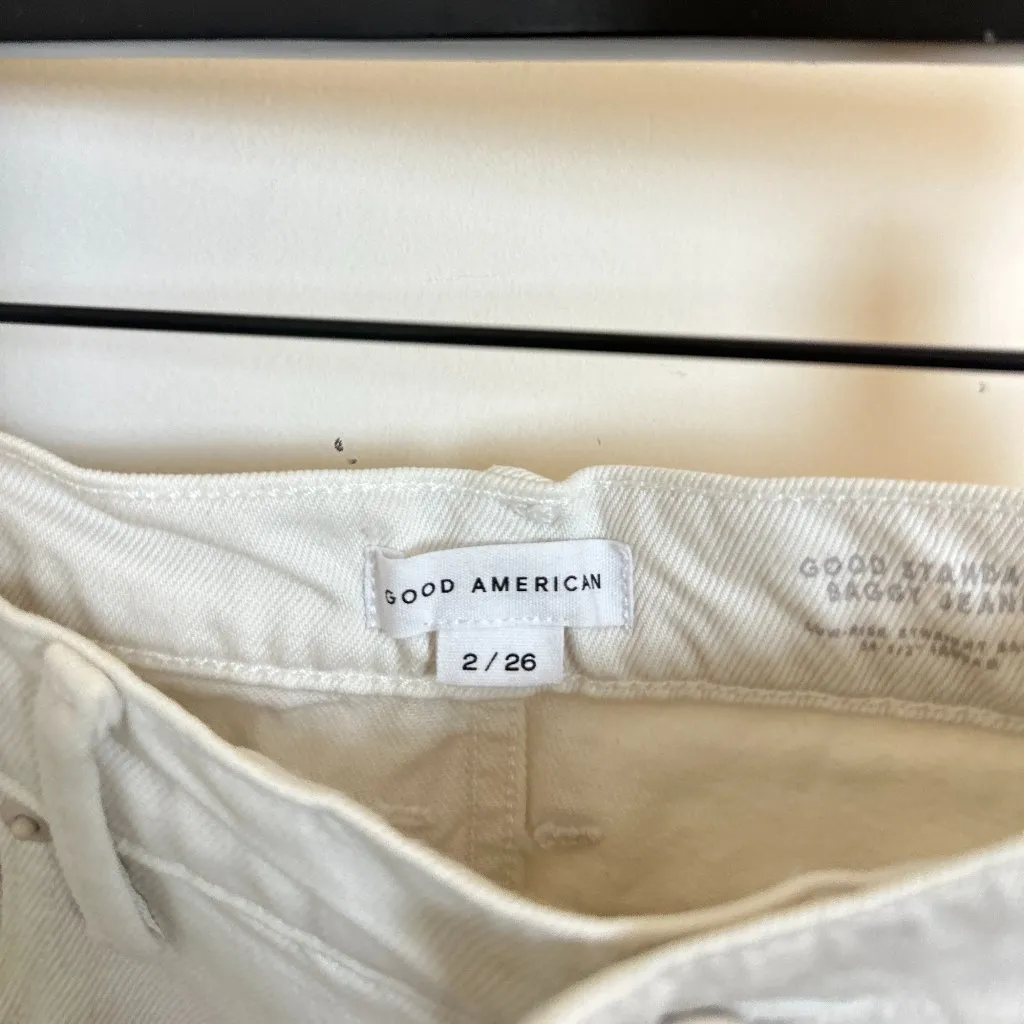 GOOD AMERICAN Good Standard Baggy Jeans in Wash Cloud White 001 Size US 26 NWT - Image 5