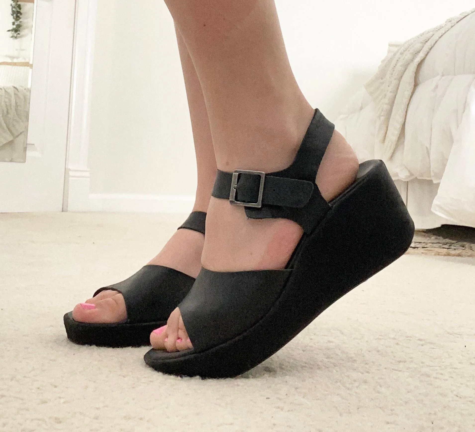 Kork-Ease Chunky Black Leather Wedges - Image 7