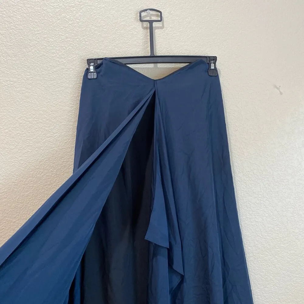 TIBI Strapless Towel Dress Navy Silk Size 2 Chic Effortless Drape Front - Image 9