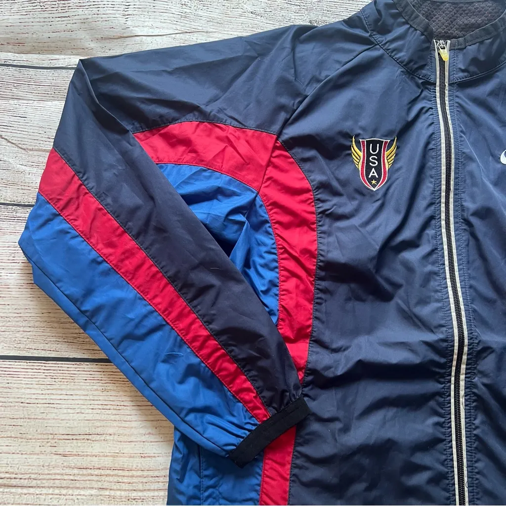 VTG NIKE Olympic Team USA‎ Womens Track Running Jacket Size Large Windbreaker - Image 4