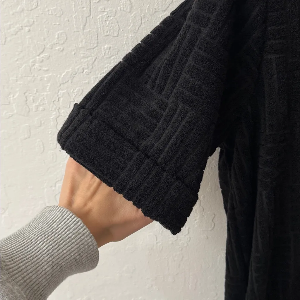 New In Black Terry Cloth Texture Button Down Dress Small NWT - Image 4