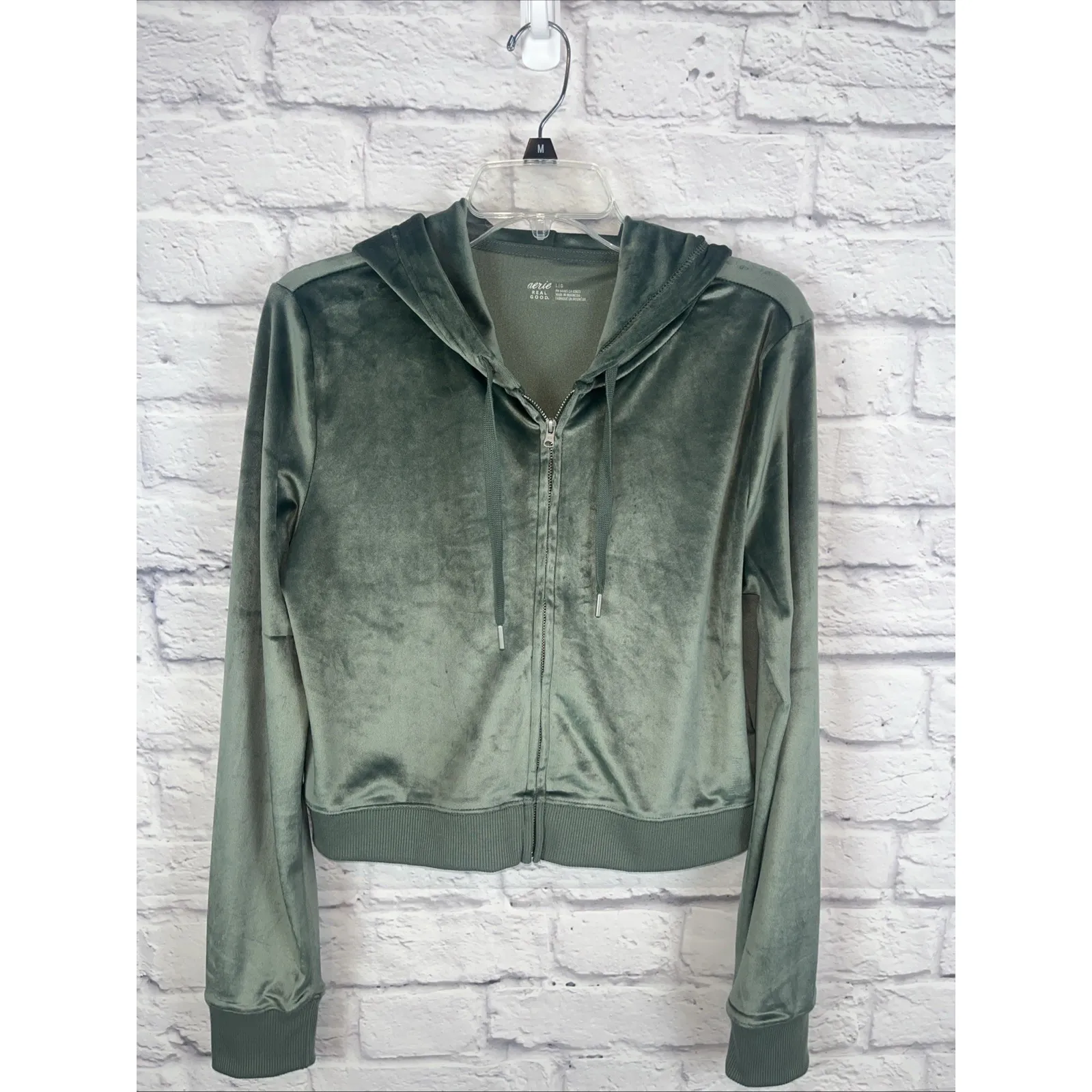 Aeri Women's  Cropped Girly Feminine Velour Loungewear Hoodie Size Large - Image 6