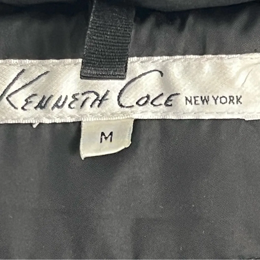 KENNETH COLE Black Down Feather Filled Faux Fur Hoodie Puffer Trench Coat Medium - Image 3