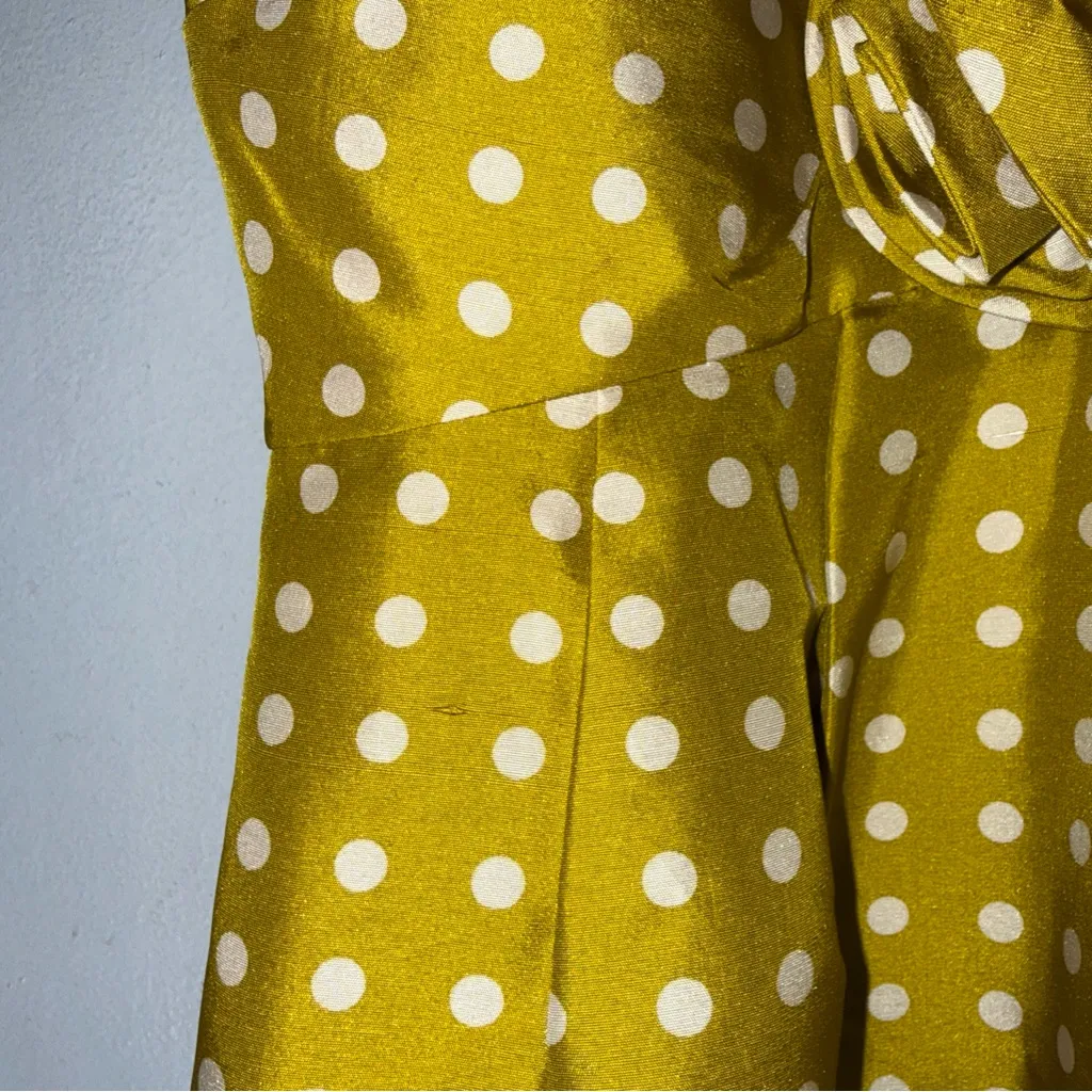 J. Crew 100% Silk Polka Dot Mini Dress Sheath Green Chartreuse Sz 0 Cocktail - Image 5