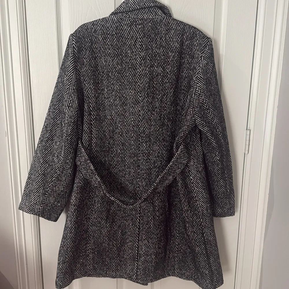 NWT Sam Edelman Black houndstooth wool Trench Coat XXL - Image 5