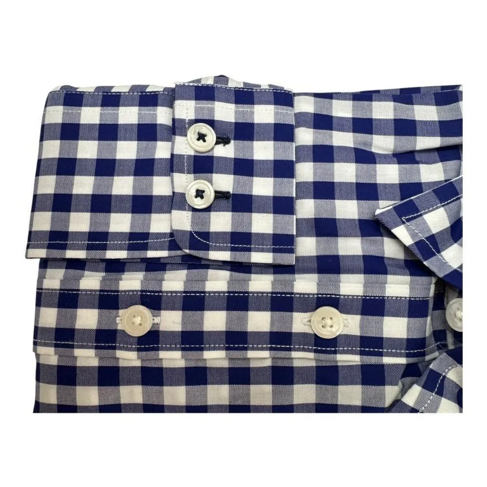 Untuckit Shirt Women 2 Blue White Cotton Gingham Plaid Collared Button Down NWT - Image 4