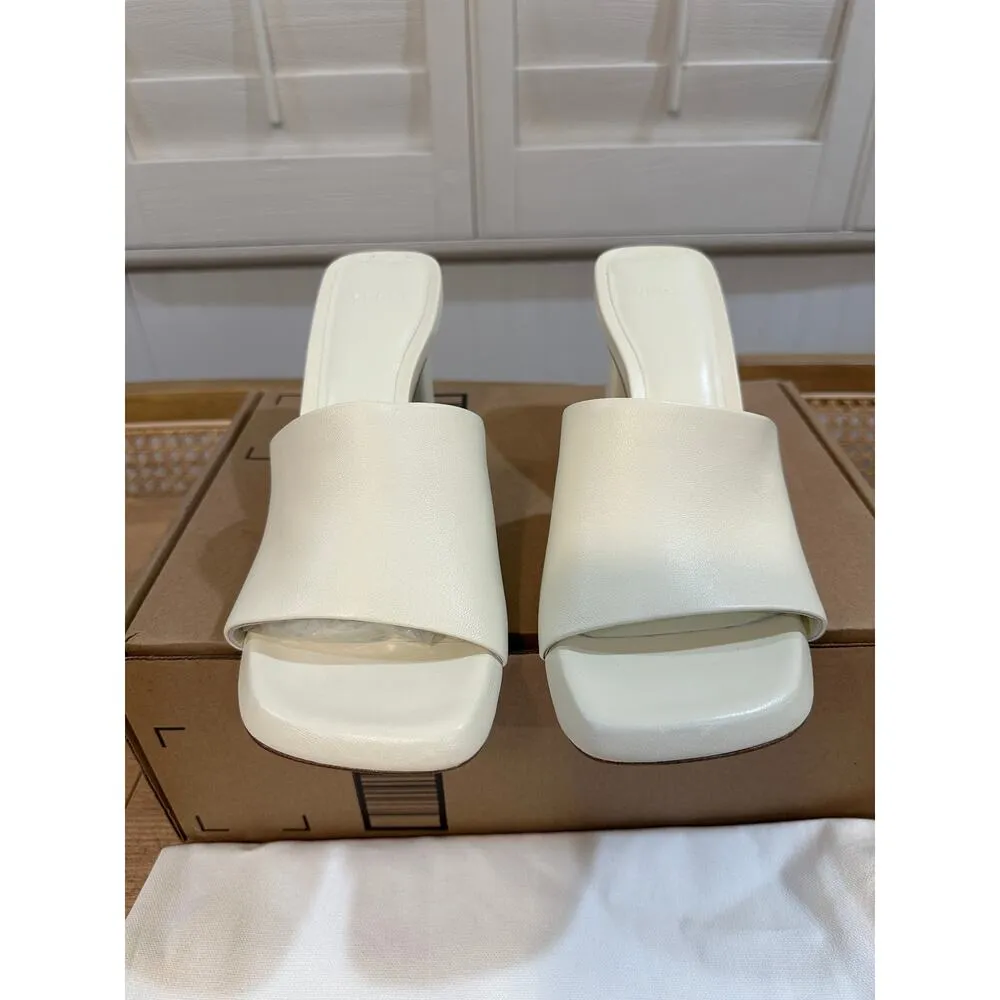 Vince Lulu Leather Mule Sandals Marble Cream Size 9.5 NWOB Timeless Chic Sleek - Image 4