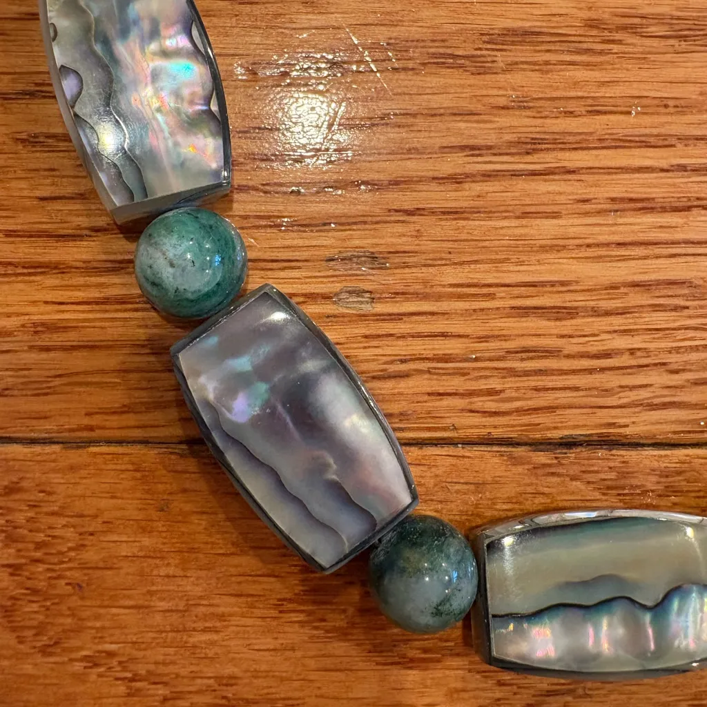 Mine Finds by Jay King Teal Stone & Abalone Statement Necklace – Adjustable Green - Image 2