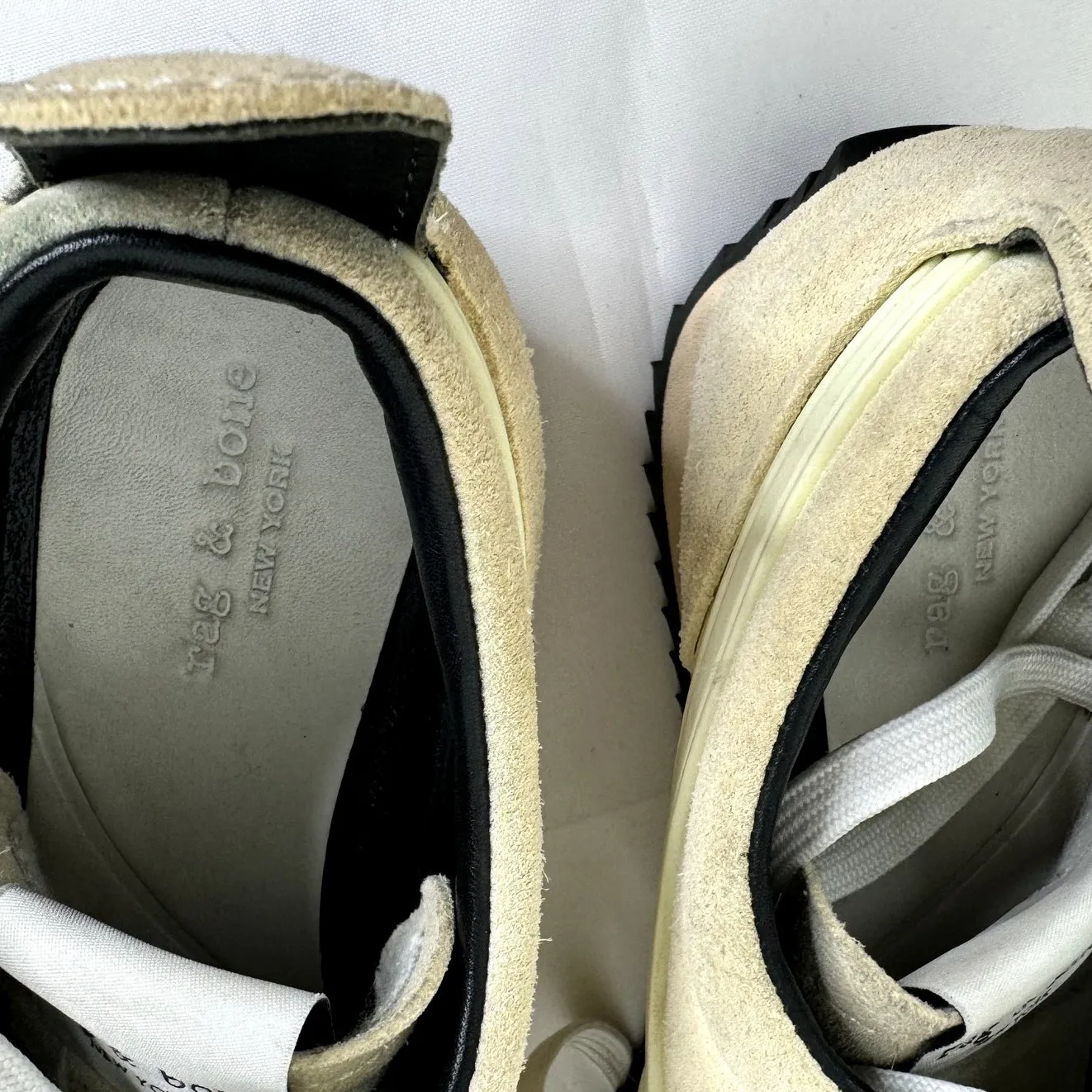 Rag‎ & Bone Retro Runner Suede Low Top Sneaker Antique White Size 37.5 US 7 - Image 5