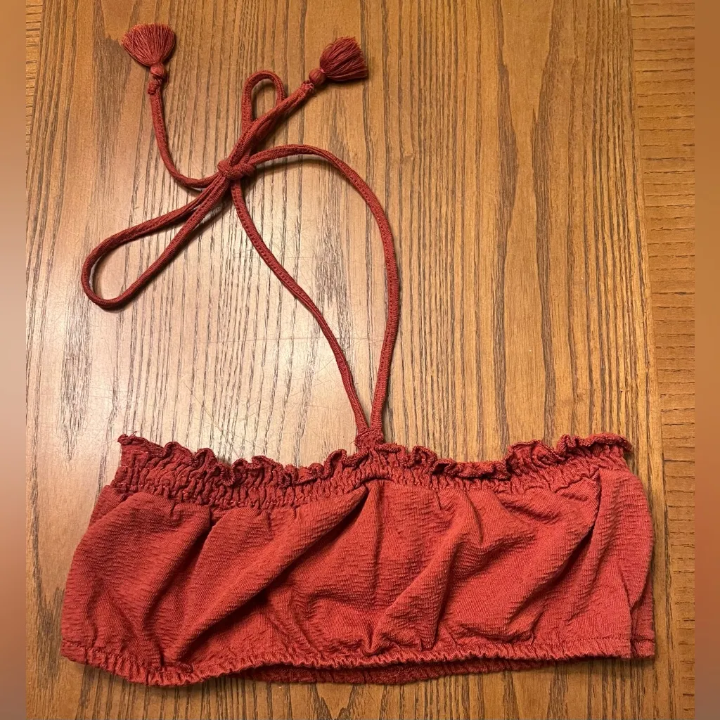 Free People Beach Don't‎ Kill My Vibe Bronzer Brown Halterneck Bandeau Top XS - Image 7