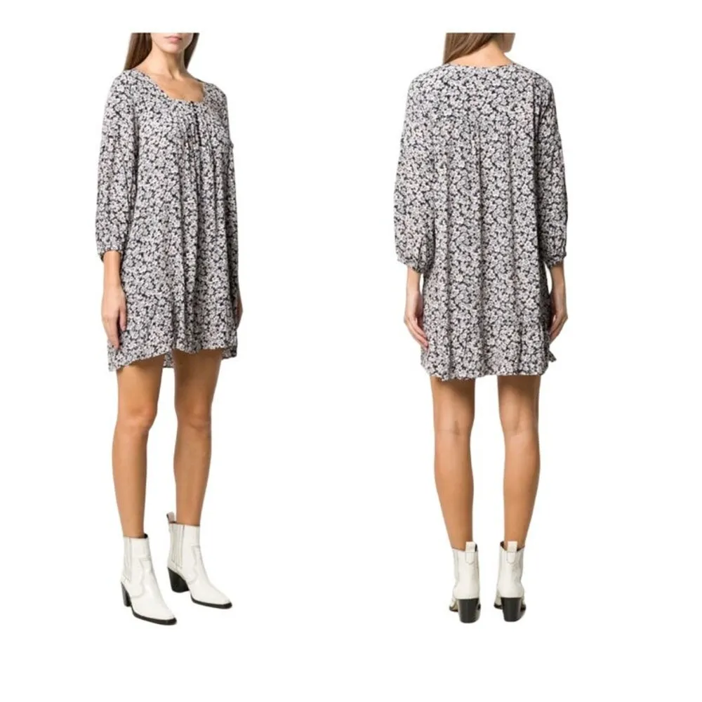 BA&SH Robe Elroy Floral Mini Dress Tunic Black White French Designer Medium  EUC - Image 3