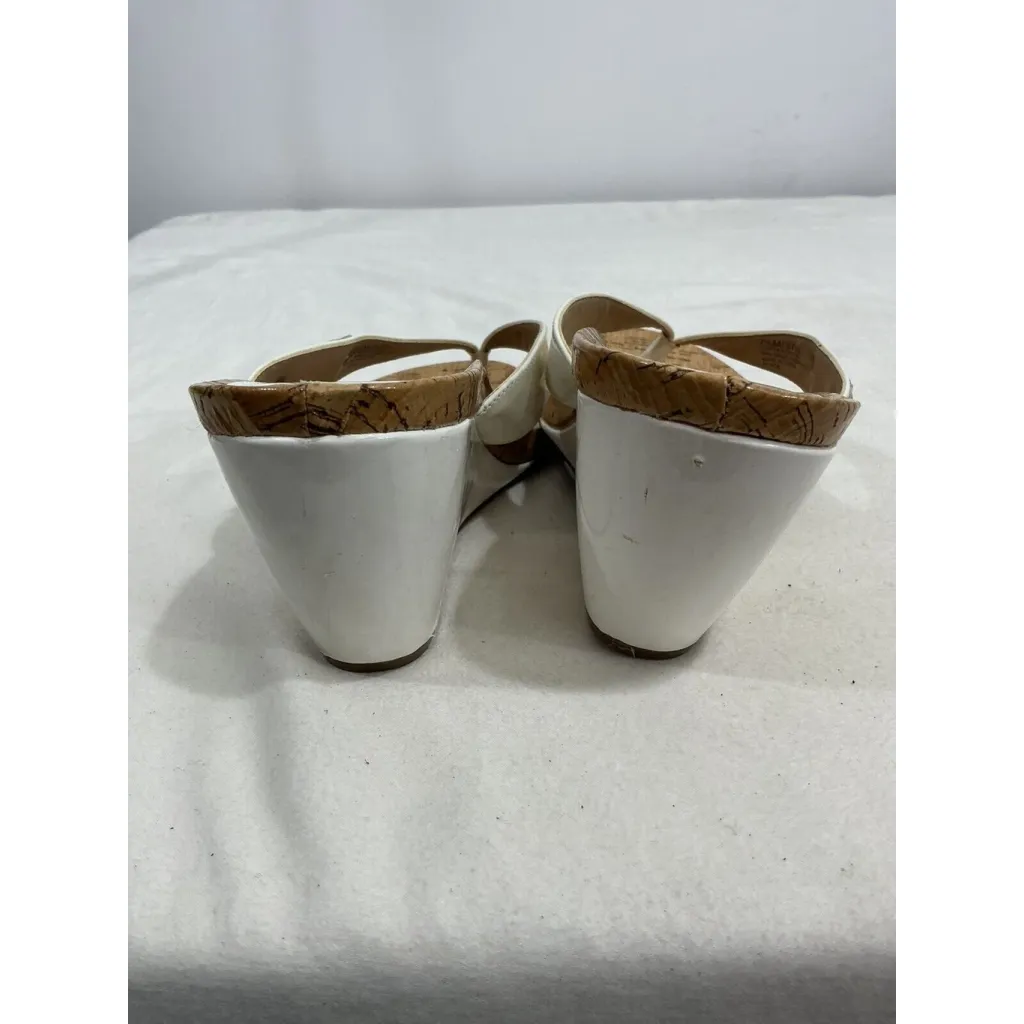 Chiang Noel Ivory Patten Leather Slip On Thong Wedge Sandals 7.5 M - Image 5