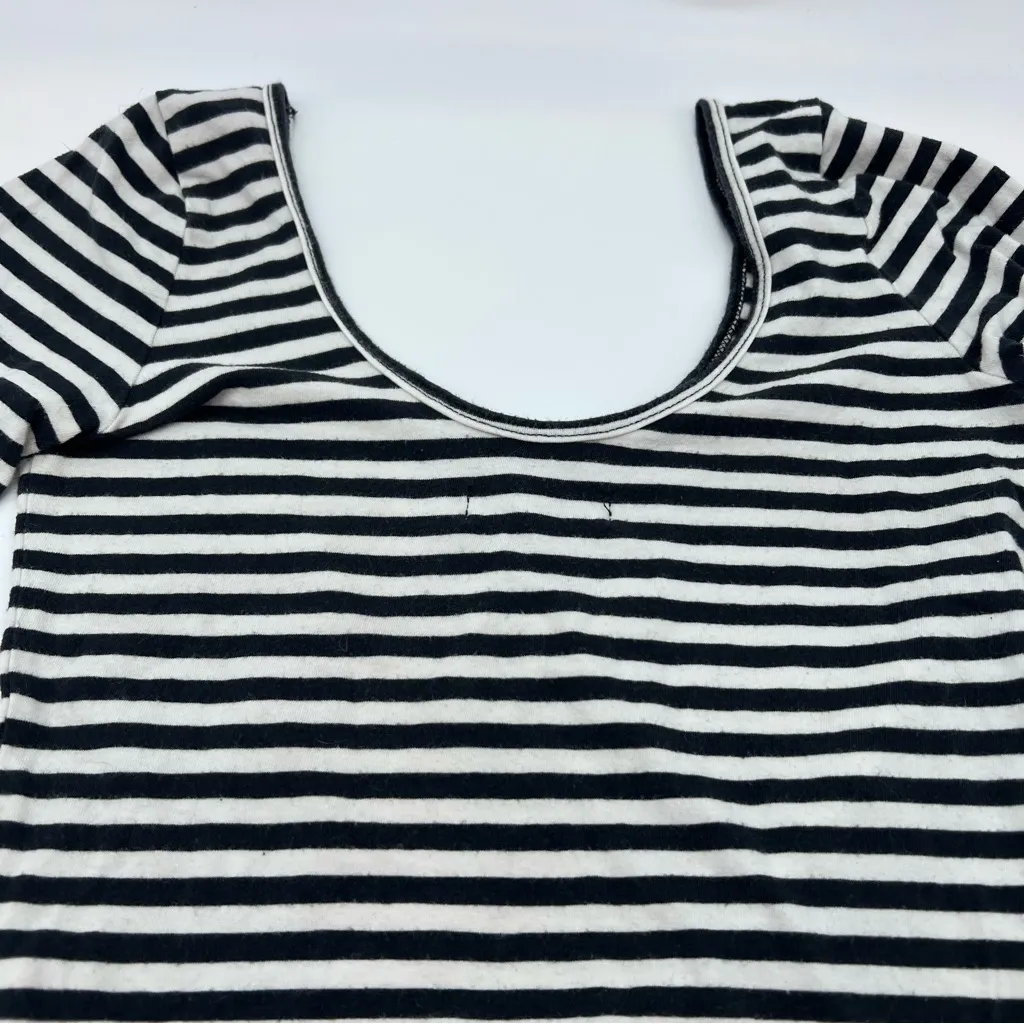 Hollister Women’s Black and White Striped Long Sleeve Round Neck Bodysuit-Size S - Image 5
