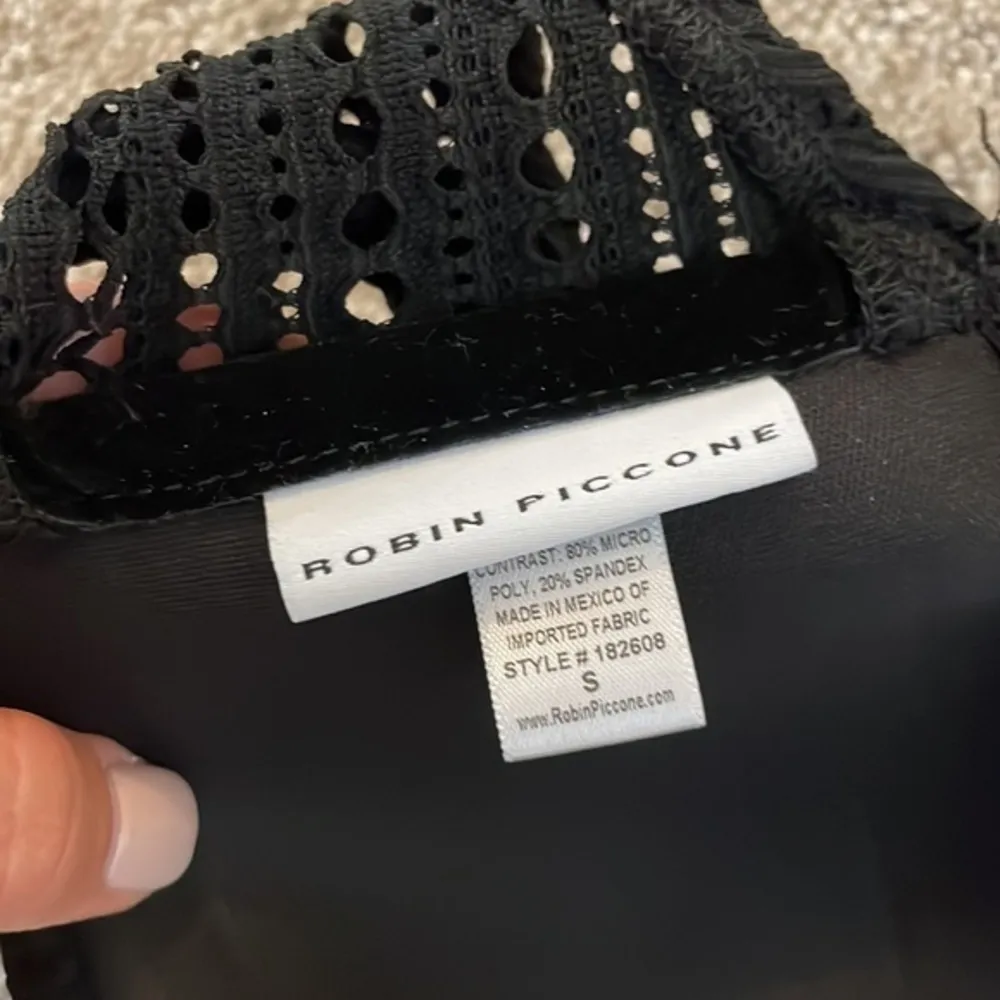 Robin Piccone Black Halter Crochet Bikini Top - Image 6