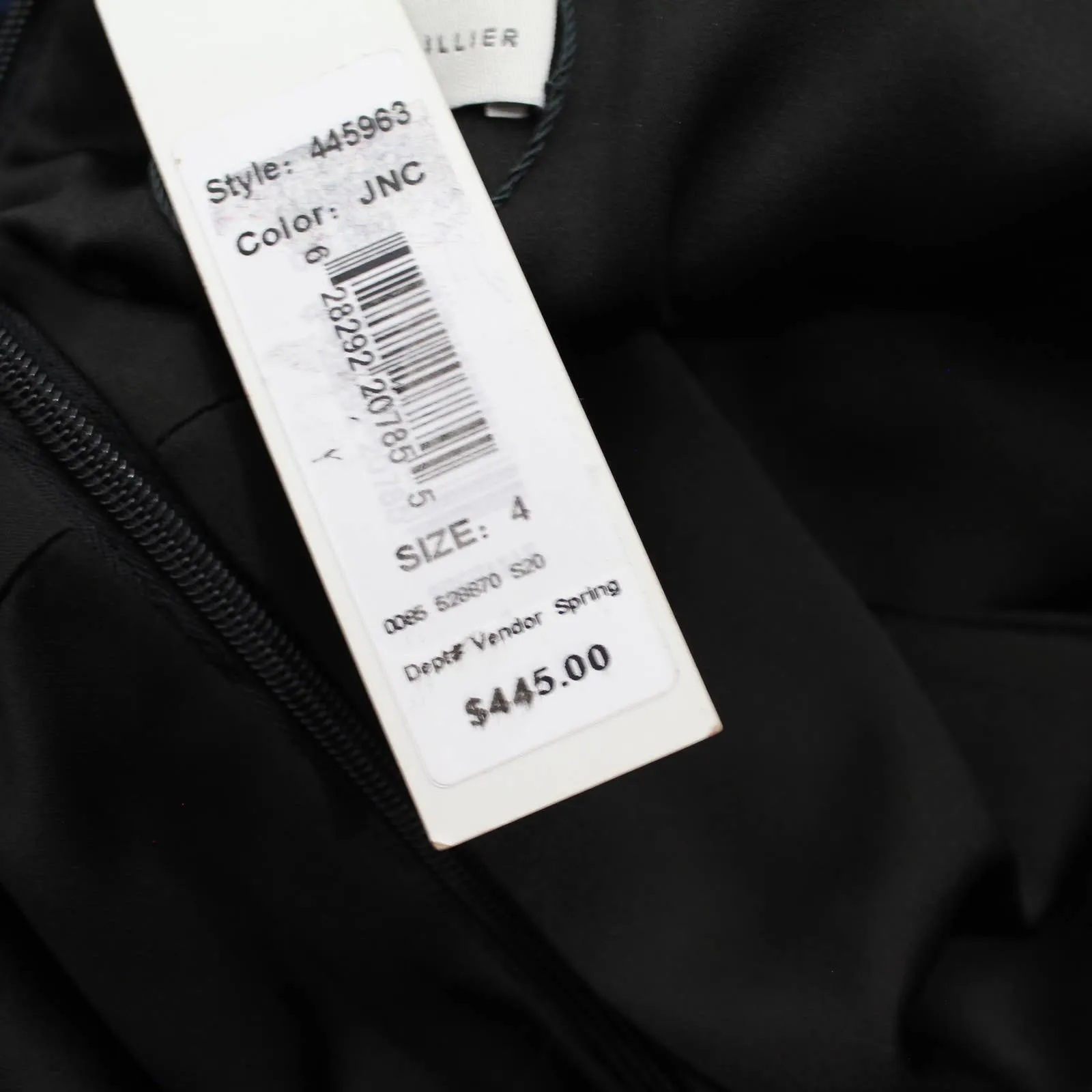 ML Monique Lhuillier Black & Blue Tie-Neck Lace Long Sleeve Ruffled Dress - Image 9