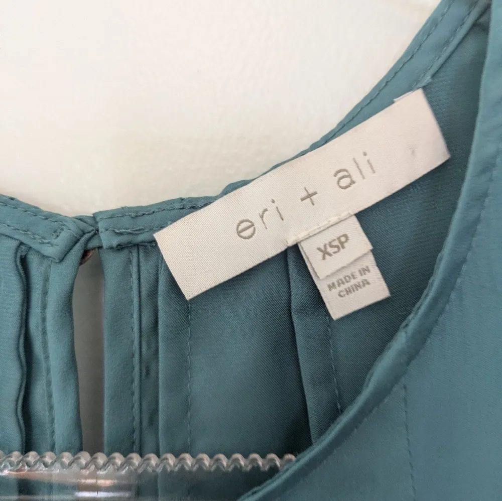 Anthropologie Eri + Ali Satin Swing Top Green Petite XS - Image 3