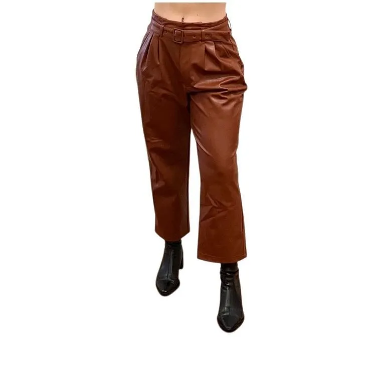 Abercrombie & fitch Brown Faux Leather Ankle Wide Leg Paper Bag Pants XLP#764 - Image 4