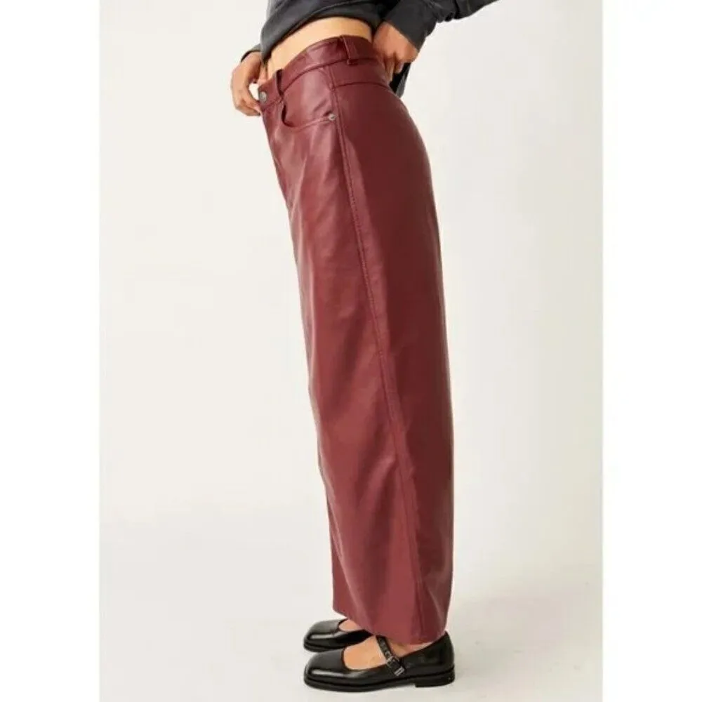 FREE PEOPLE NWT City Slicker Vegan Maxi Skirt / Red Jasper - 2 ($128) - Image 4