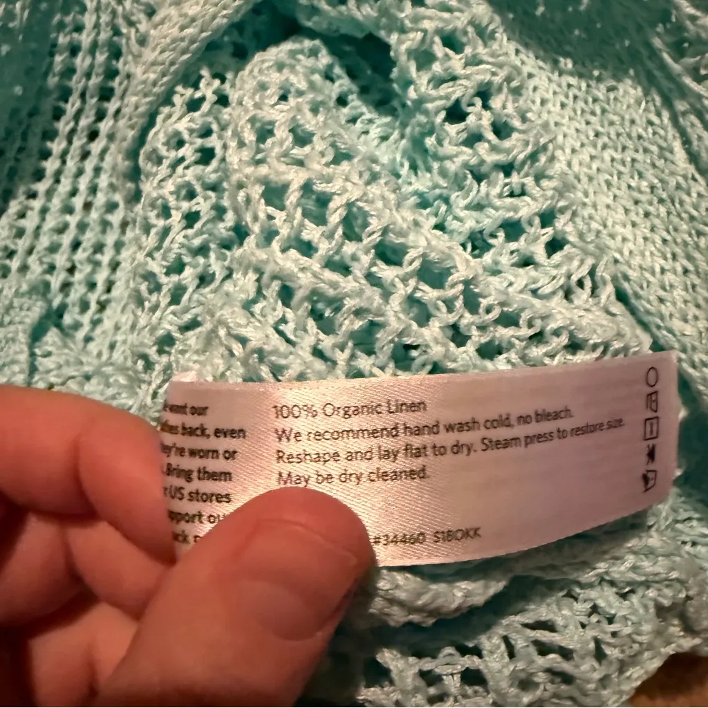 Eileen Fisher Organic Linen Light Blue Open Knit Slub Tunic Sweater Top Sz S‎ - Image 8