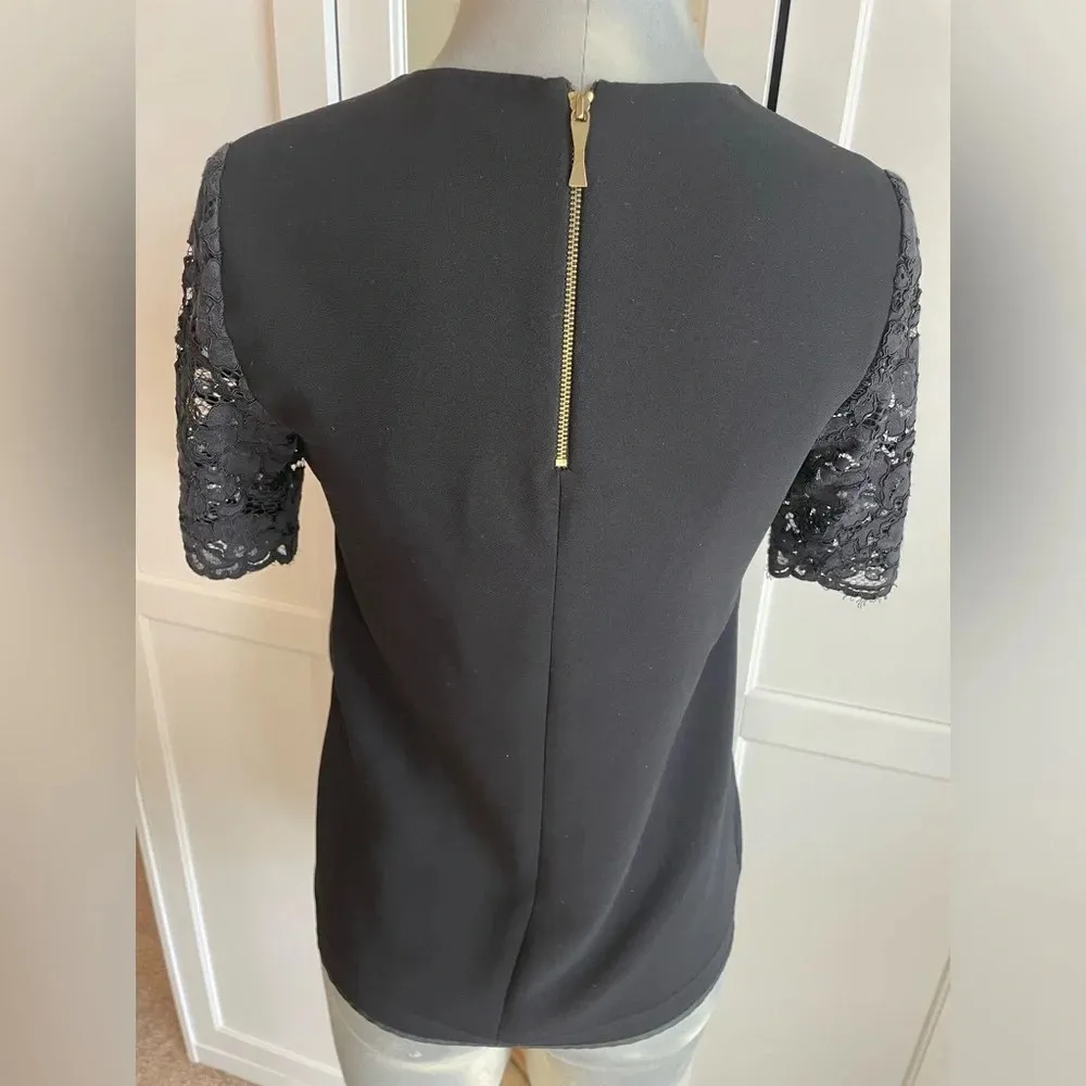 Kate Spade‎  Lace Statement Sleeve Top Black-size 0 - Image 2