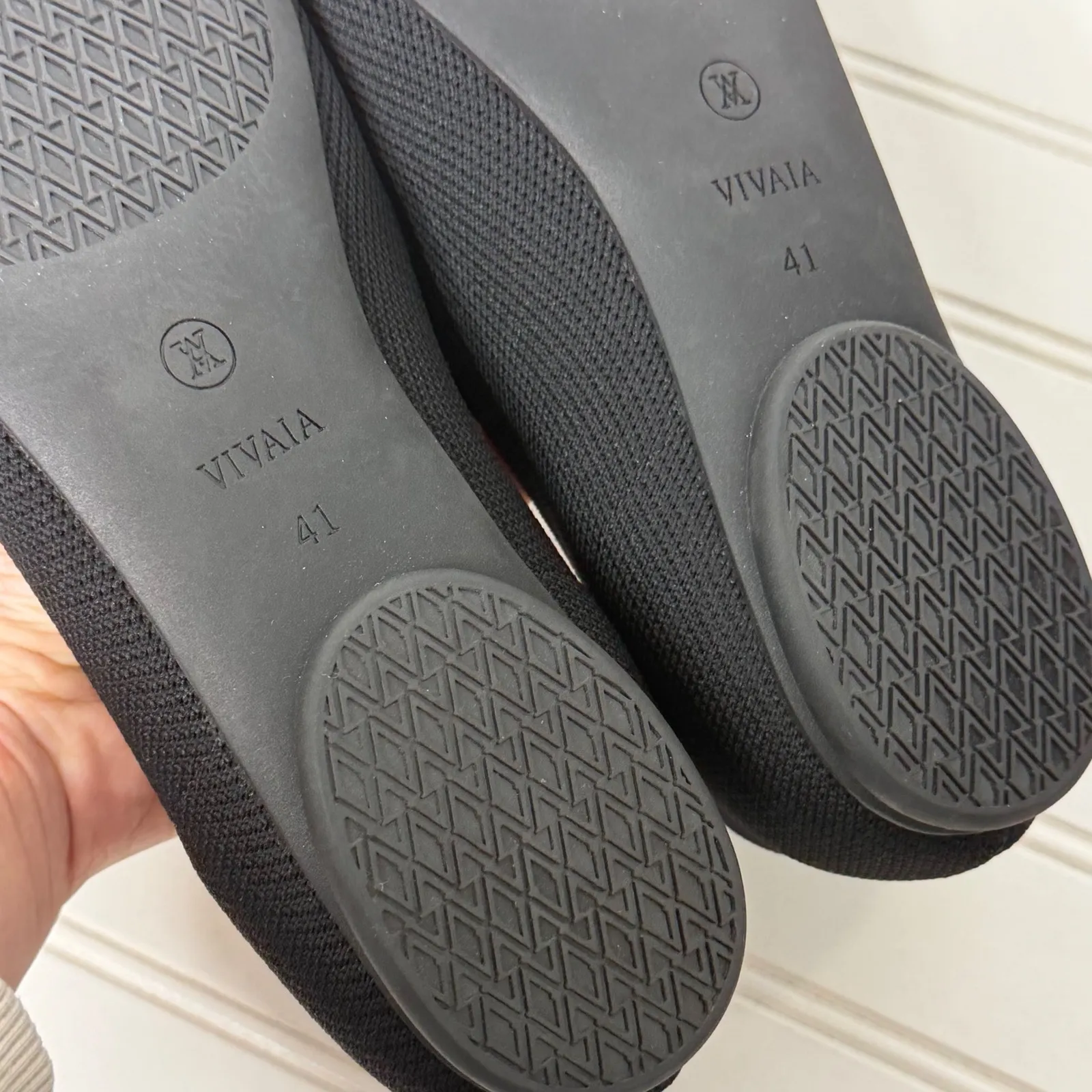 VIVAIA Tiana Black Knit Ballet Flats Bow Detail Women Size 41 EU 9.5 US - Image 6