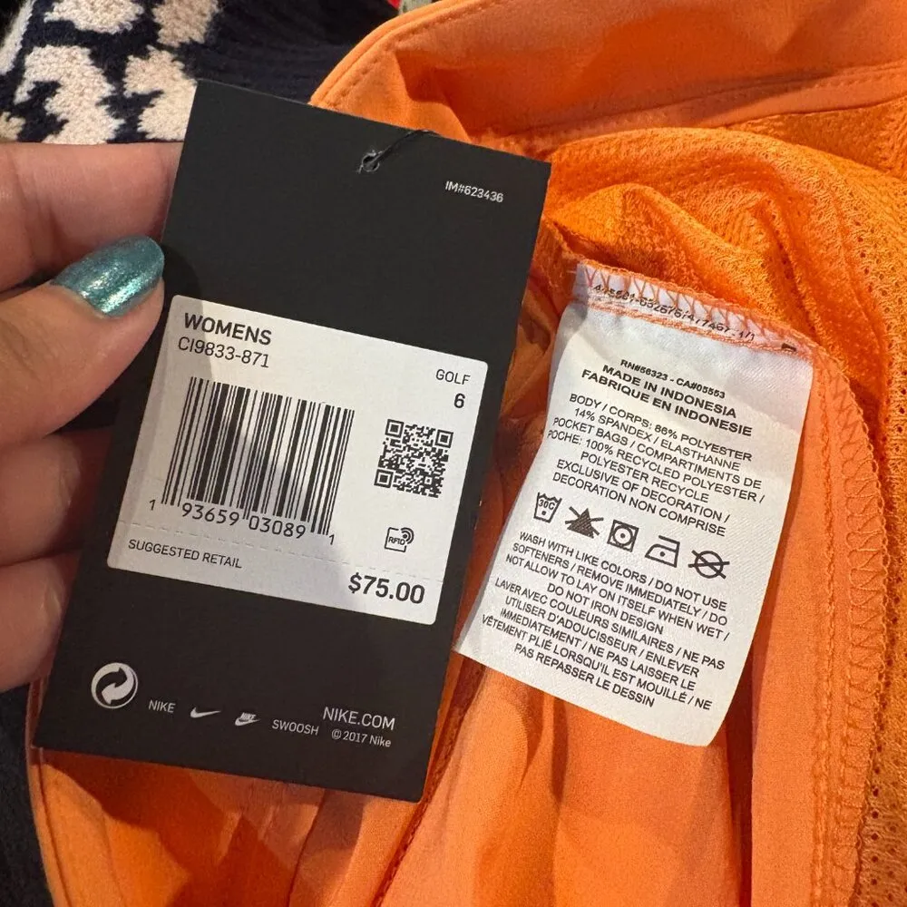 NWT Nike Women's Flex Ace Dri Fit Peach Standard Fit Pleated Golf 7" Shorts - Image 5