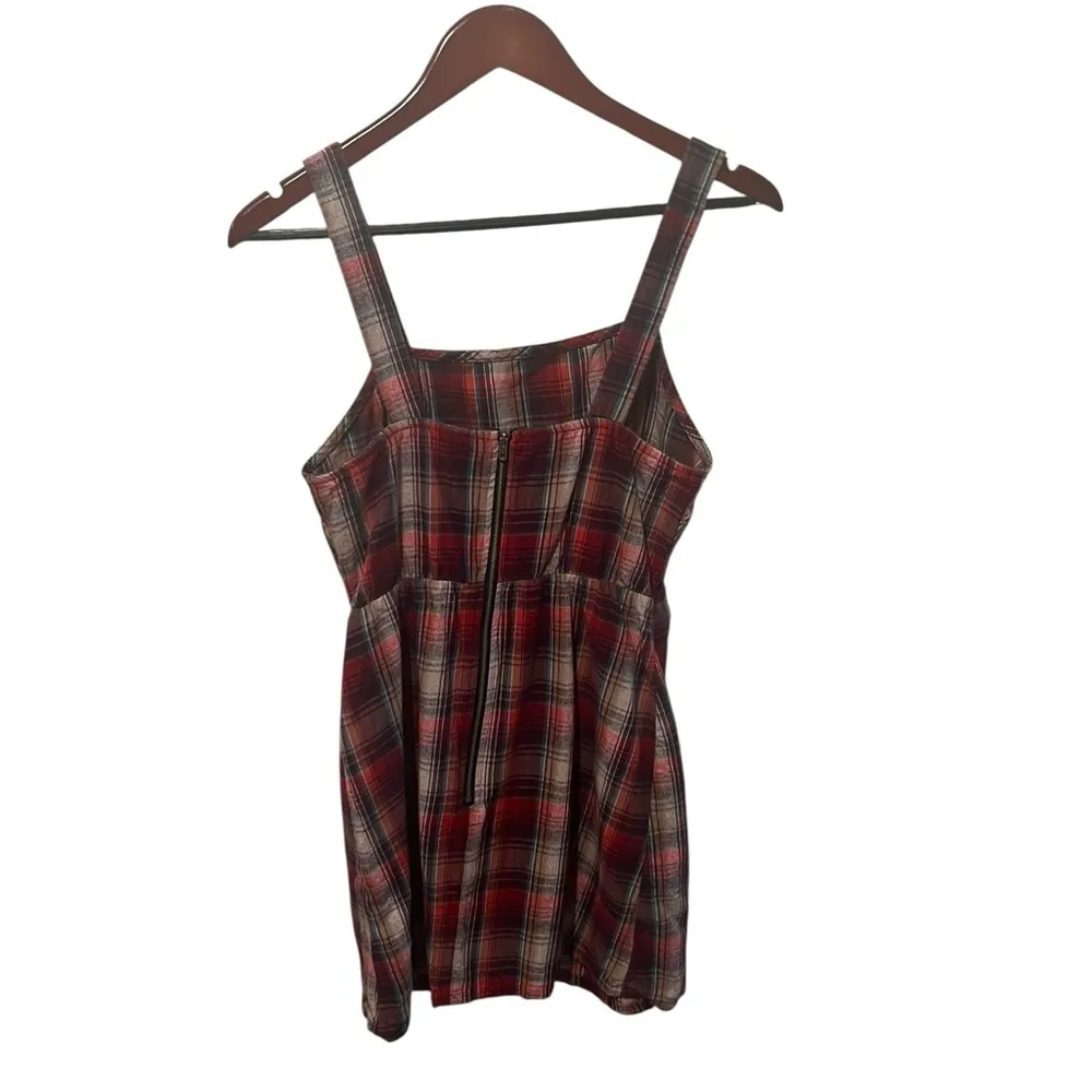 Wild Fable Dark Academia Plaid Flannel Jumper Exposed Back Zipper Small Cotton - Image 3