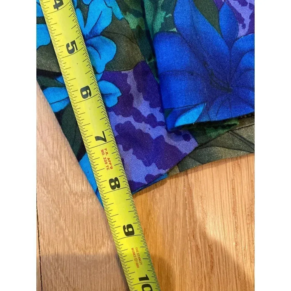Vintage Women’s Shorts Floral Hawaiian 90s High Waist Coastal Petite Medium Blue - Image 9