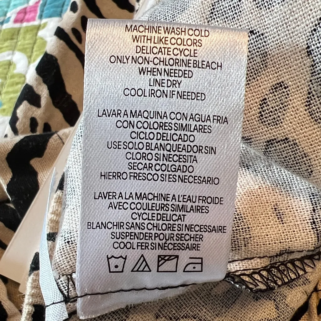 New Calvin Klein Linen Blend Black & Tan Animal Print Casual Pants Size: Small - Image 10