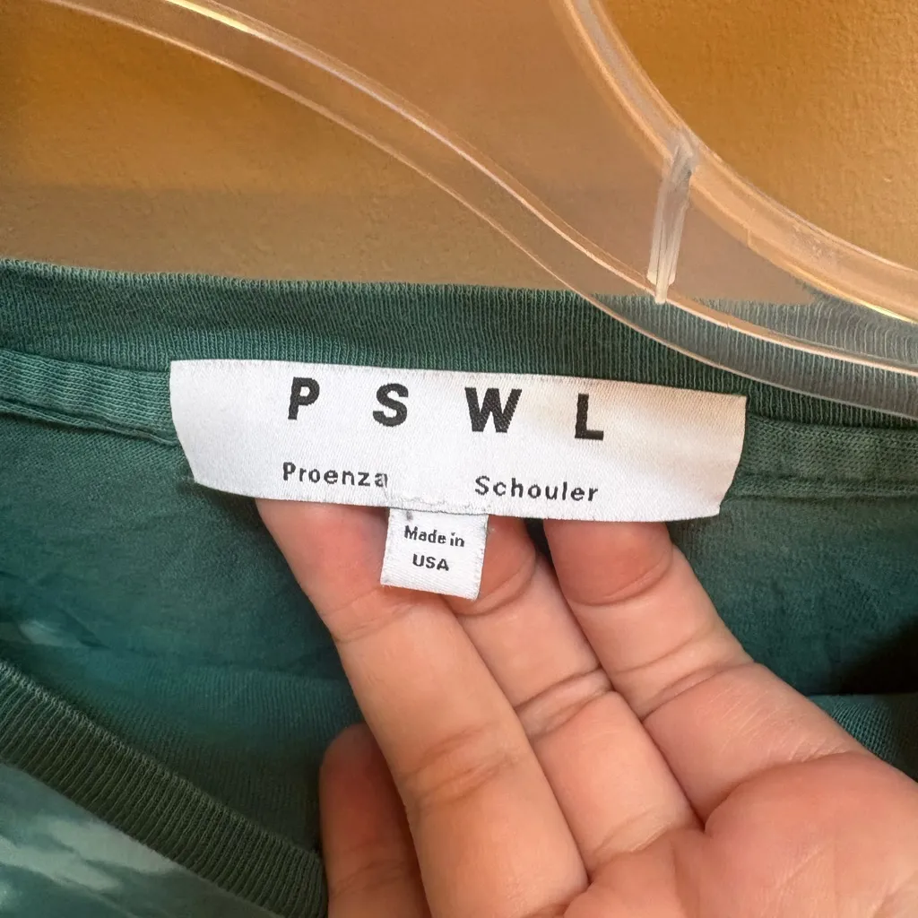 Proenza Schouler White Label Tie Dye T-Shirt in Emerald/ Mint Bleach Diamond - Image 7