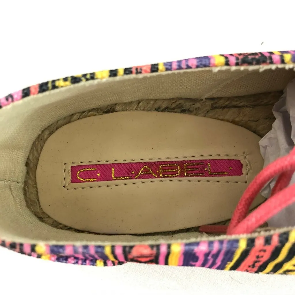 C Label Womens Lace Up Sneaker Flat Striped Colorful Tribal Canvas Purple Pink 6 - Image 6