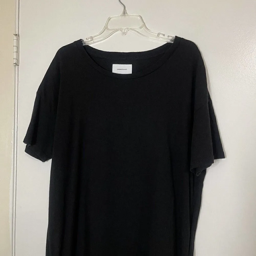 current elliott ruffle hem black short sleeve cotton tshirt dress size medium 2 - Image 3