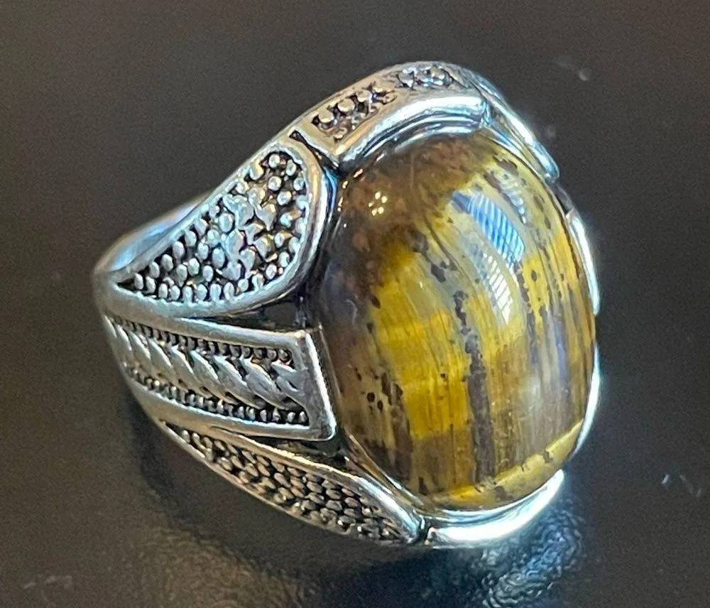 Cool tigers eye stone S925 silver ring size 7.5 - Image 2