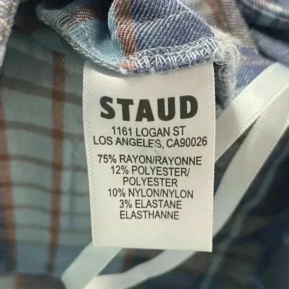 NWT - STAUD Pirouette French Blue plaid Pant Trousers Size XS - Image 8