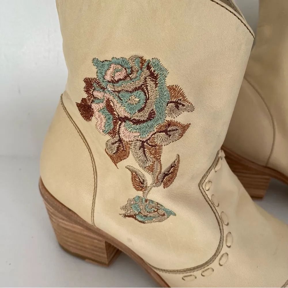 Marco Delli x Free People Evelina Embroidered Western Cowboy Ankle Booties | 39 - Image 5
