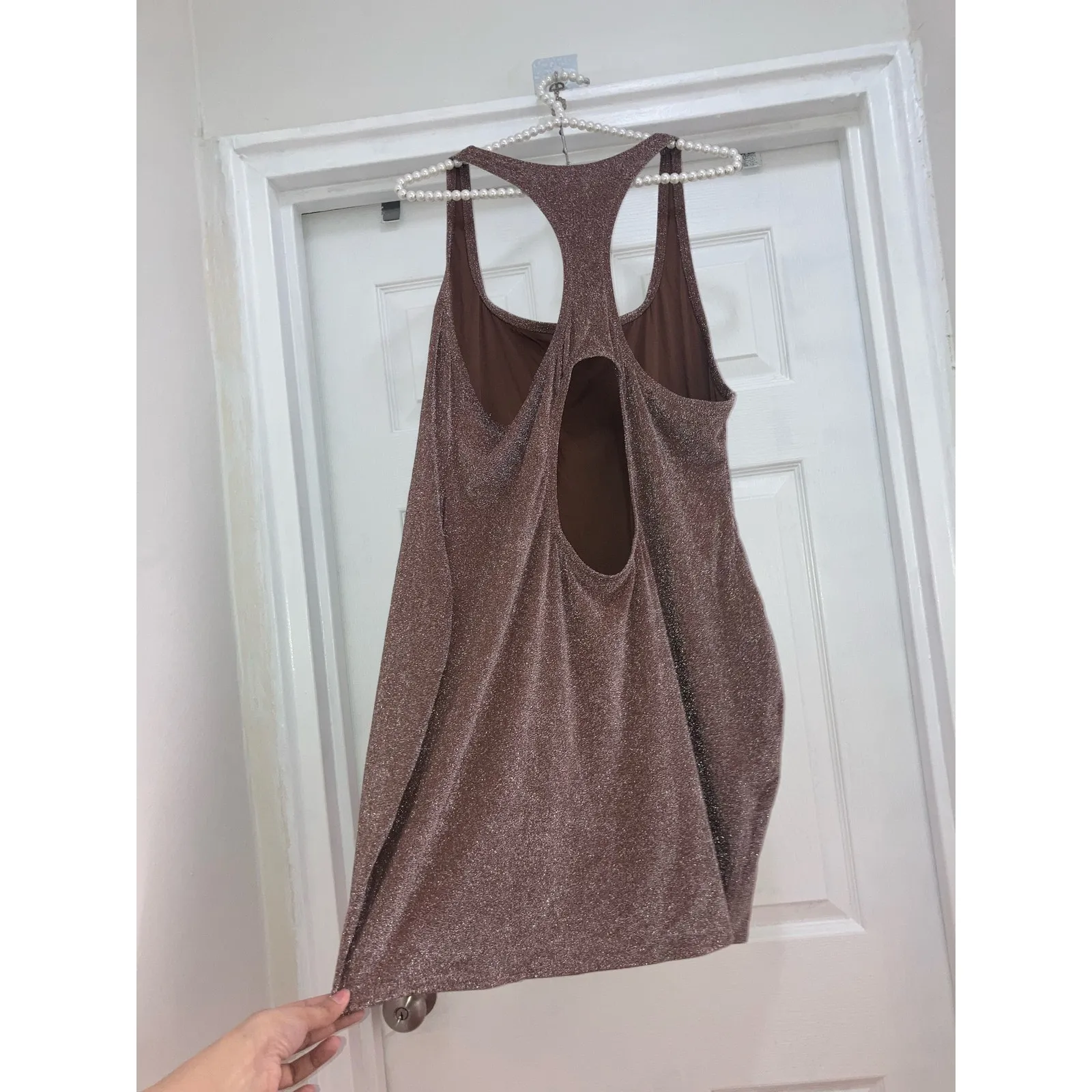 SKIMS Size 4X Glitter Swim Cover up Beach Pool Metallic Dress Jasper Brown NET - Image 7